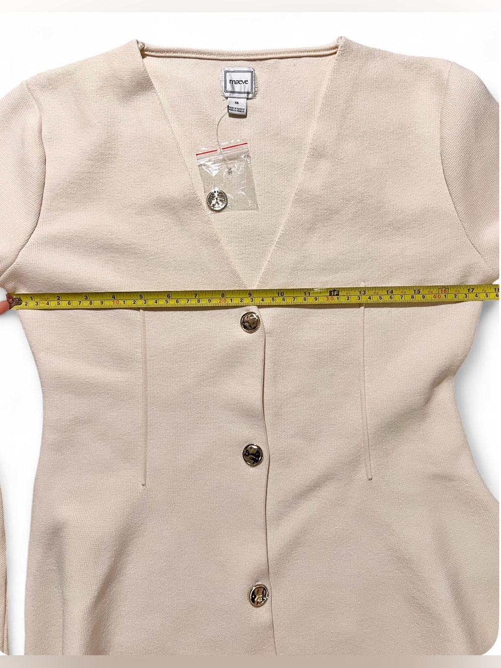 Anthropologie Maeve Cream Collarless Knit Blazer NWOT Size XS - Picture 7 of 10